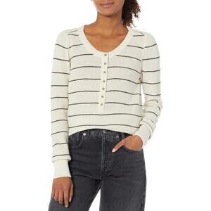 prAna Milani Henley Oatmeal Stripe, Size L